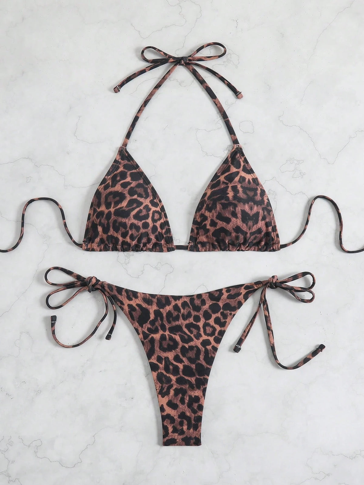 Swim Basics Women's Summer Beach Halter Tie Sexy Bikini And Triangle Briefs Swimwear Set - image 20