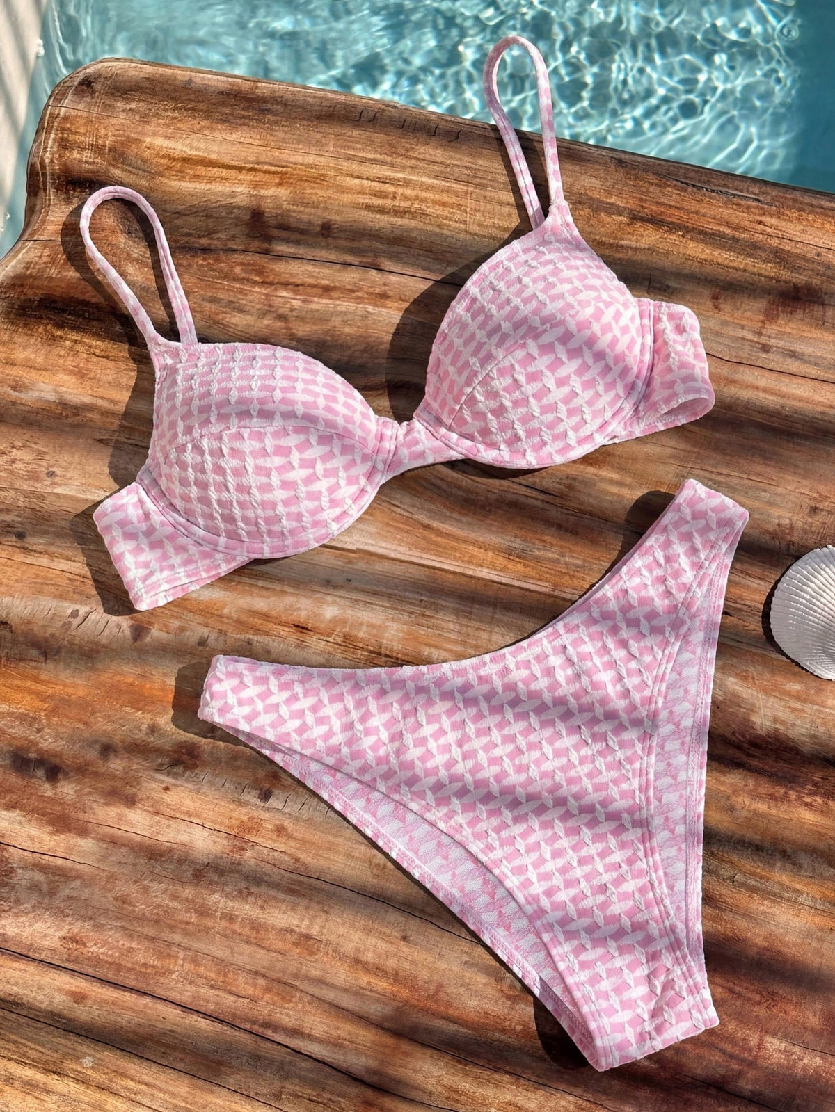 Bikinx Women's Jacquard Textured Fabric Bikini Swimwear, Spaghetti Strap Backless Tie-Up, Suitable For Beach - image 18