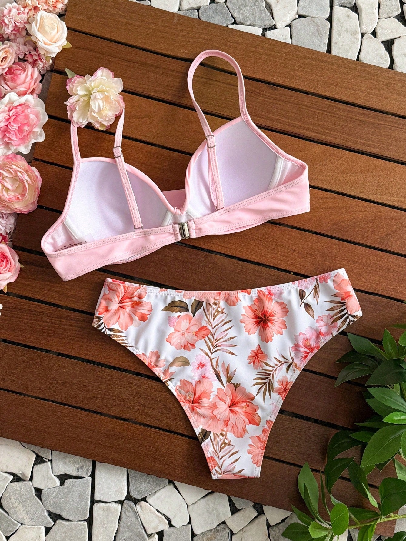 Swim Lushoire Women's Floral Print Cross Wrap Bikini Set, Beach Vacation Style - image 19