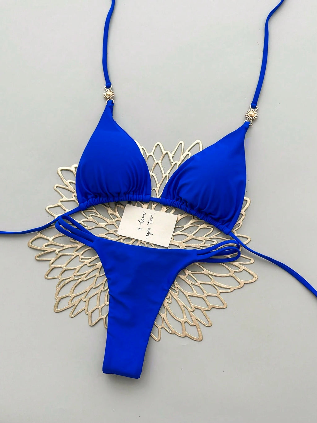 2pcs Casual Elegant Sexy Bohemian Floral Tie-Dye Trim Bikini Swimwear, Suitable