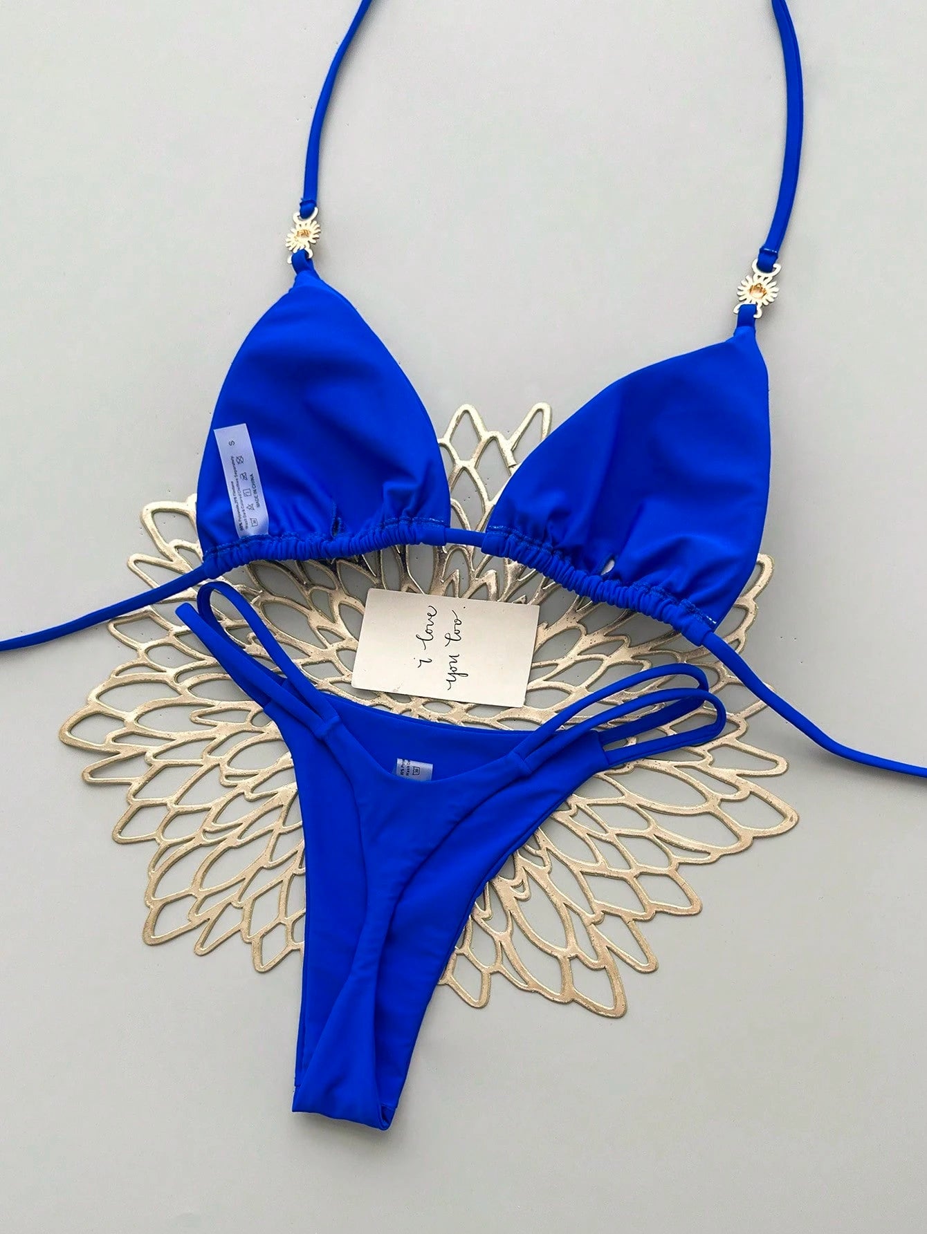 2pcs Casual Elegant Sexy Bohemian Floral Tie-Dye Trim Bikini Swimwear, Suitable