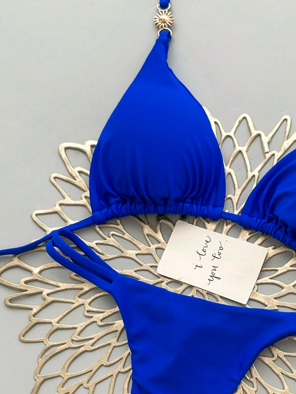 2pcs Casual Elegant Sexy Bohemian Floral Tie-Dye Trim Bikini Swimwear, Suitable