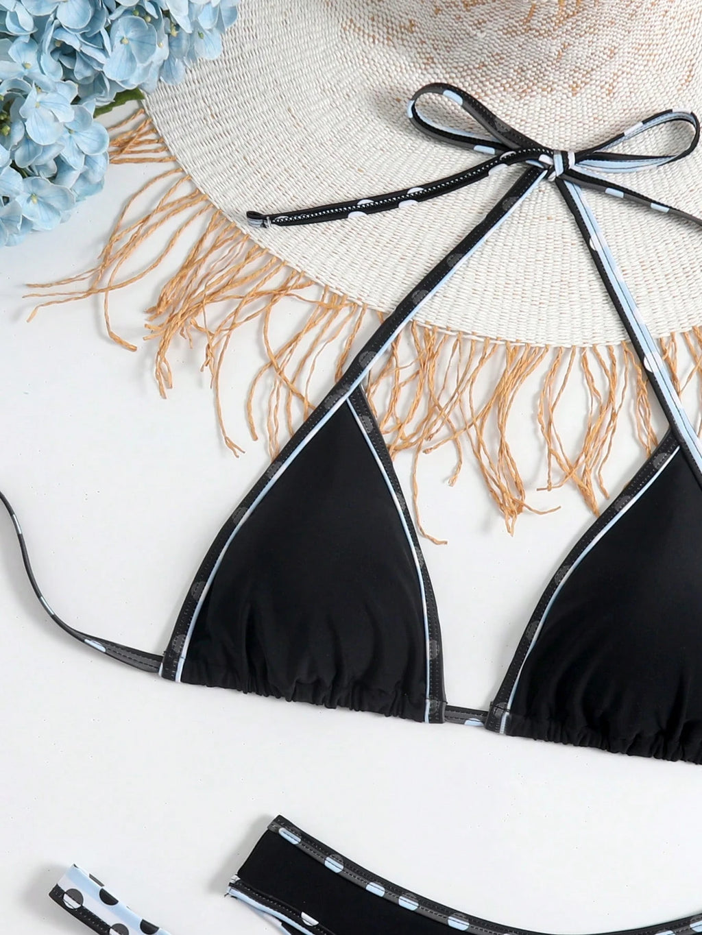 Elavelle 3pcs Solid Color Bikini Set, Women Swimwear For Spa Resort