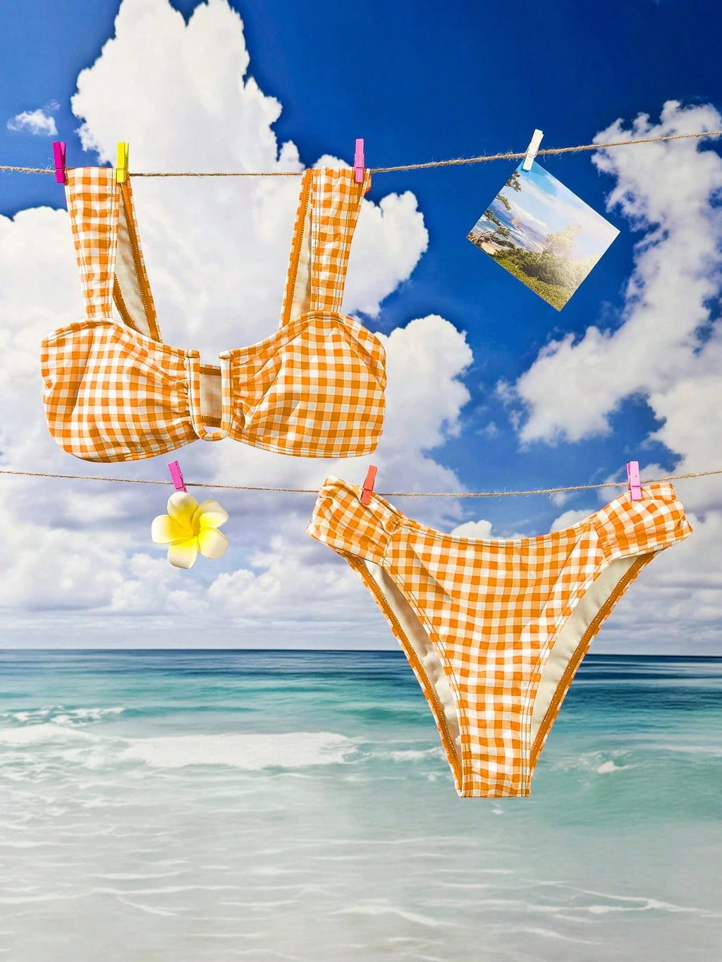 Swim Vcay Women's Summer Soft Yellow Bikini Set, U-Neck Wide Strap High Waist Ruched Two Pieces Fashionable - image 16