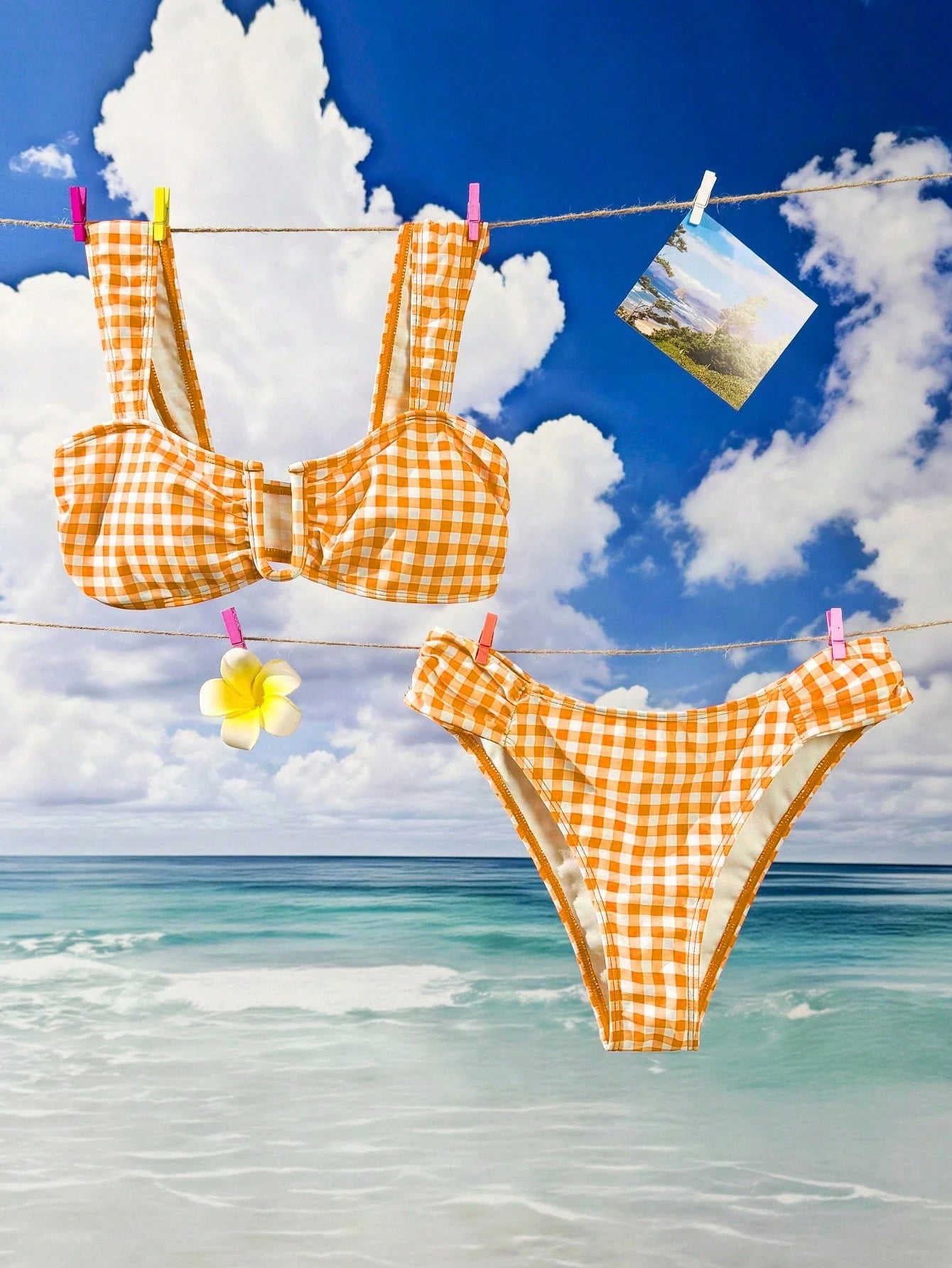 Swim Vcay Women's Summer Soft Yellow Bikini Set, U-Neck Wide Strap High Waist Ruched Two Pieces Fashionable - image 16