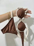 Bikinx Women's Fashion Braided Shoulder Strap Bikini Set, Underwire