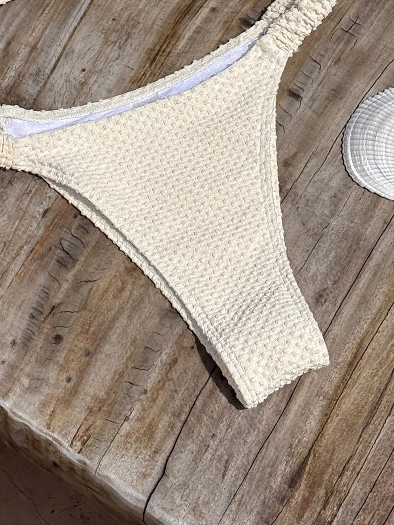 Bikinx Women's Elegant Beaded Stone Decor Textured Bikini Set,