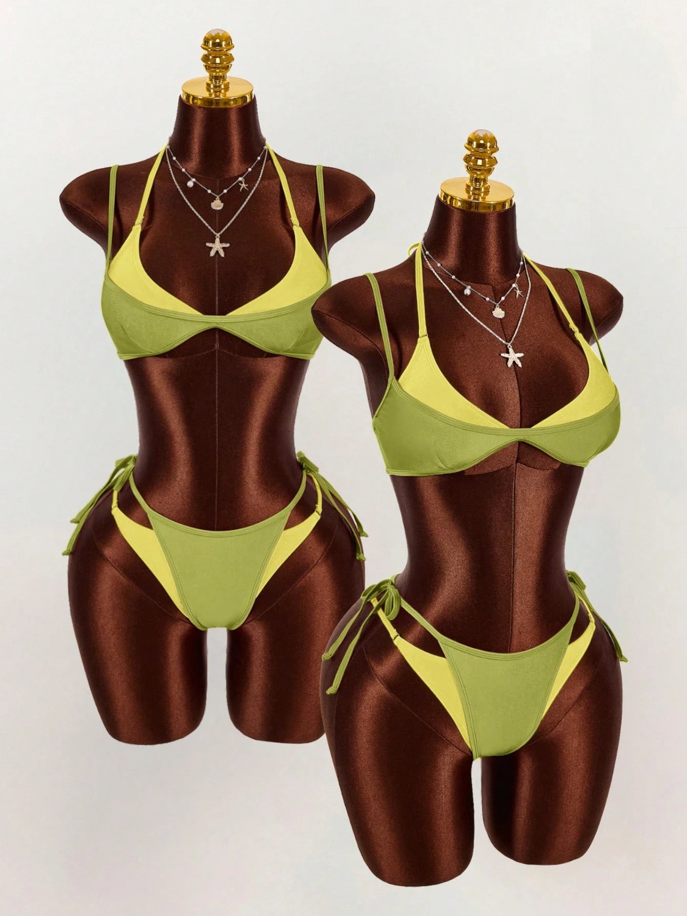 Amplova Women's 2 In 1 Black Contrast Color Set, Sexy Avant-Garde
