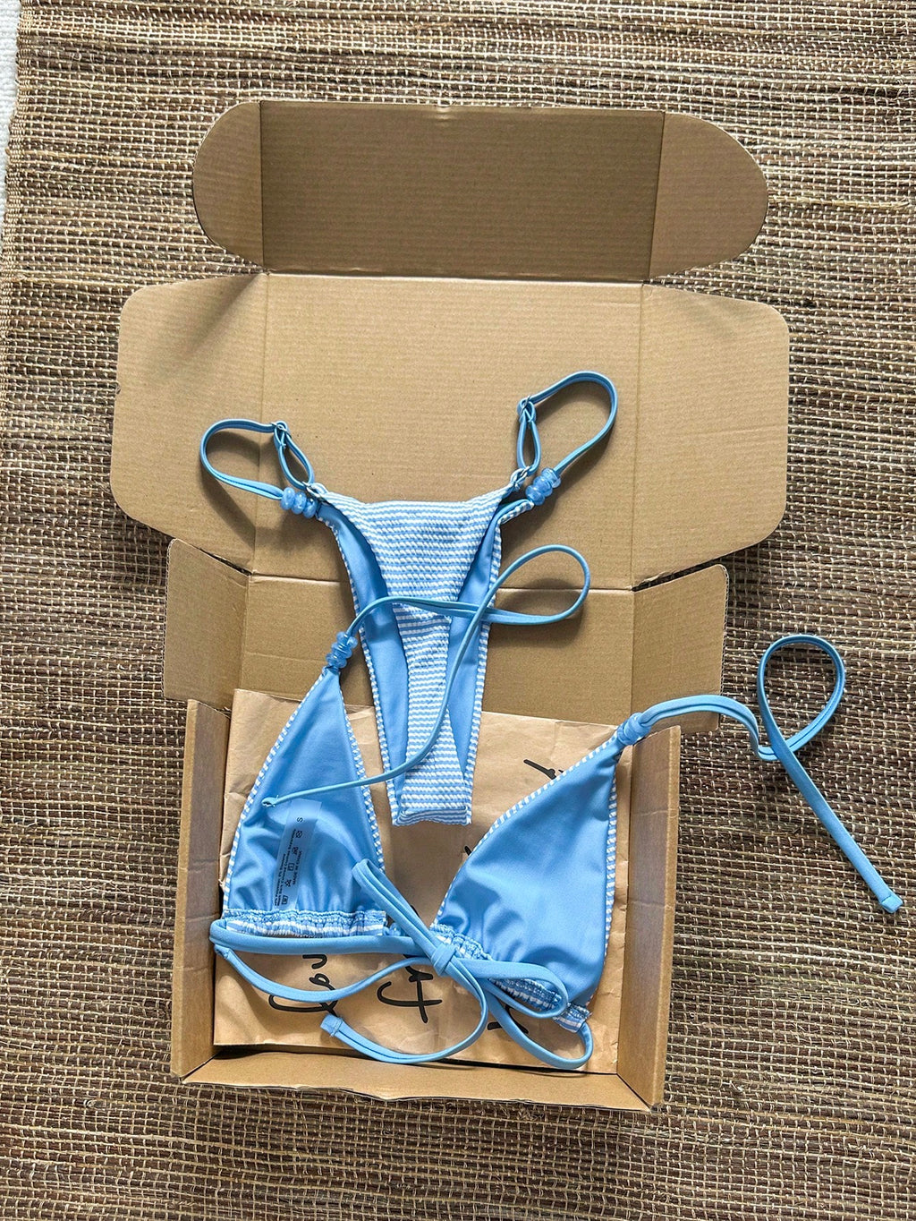 Swim Vcay 2026 Spring/Summer Spaghetti Strap Blue & White Textured