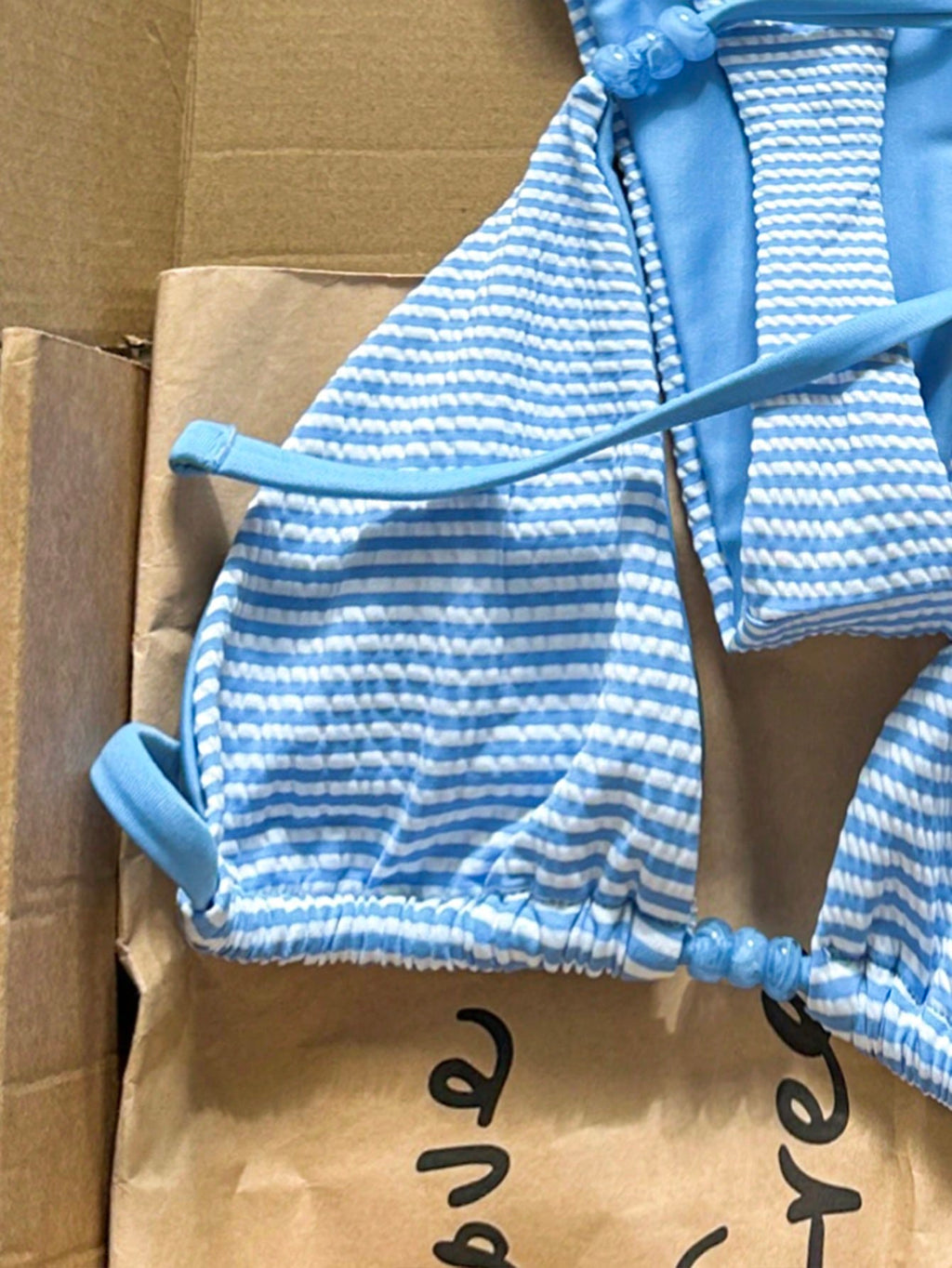 Swim Vcay 2026 Spring/Summer Spaghetti Strap Blue & White Textured