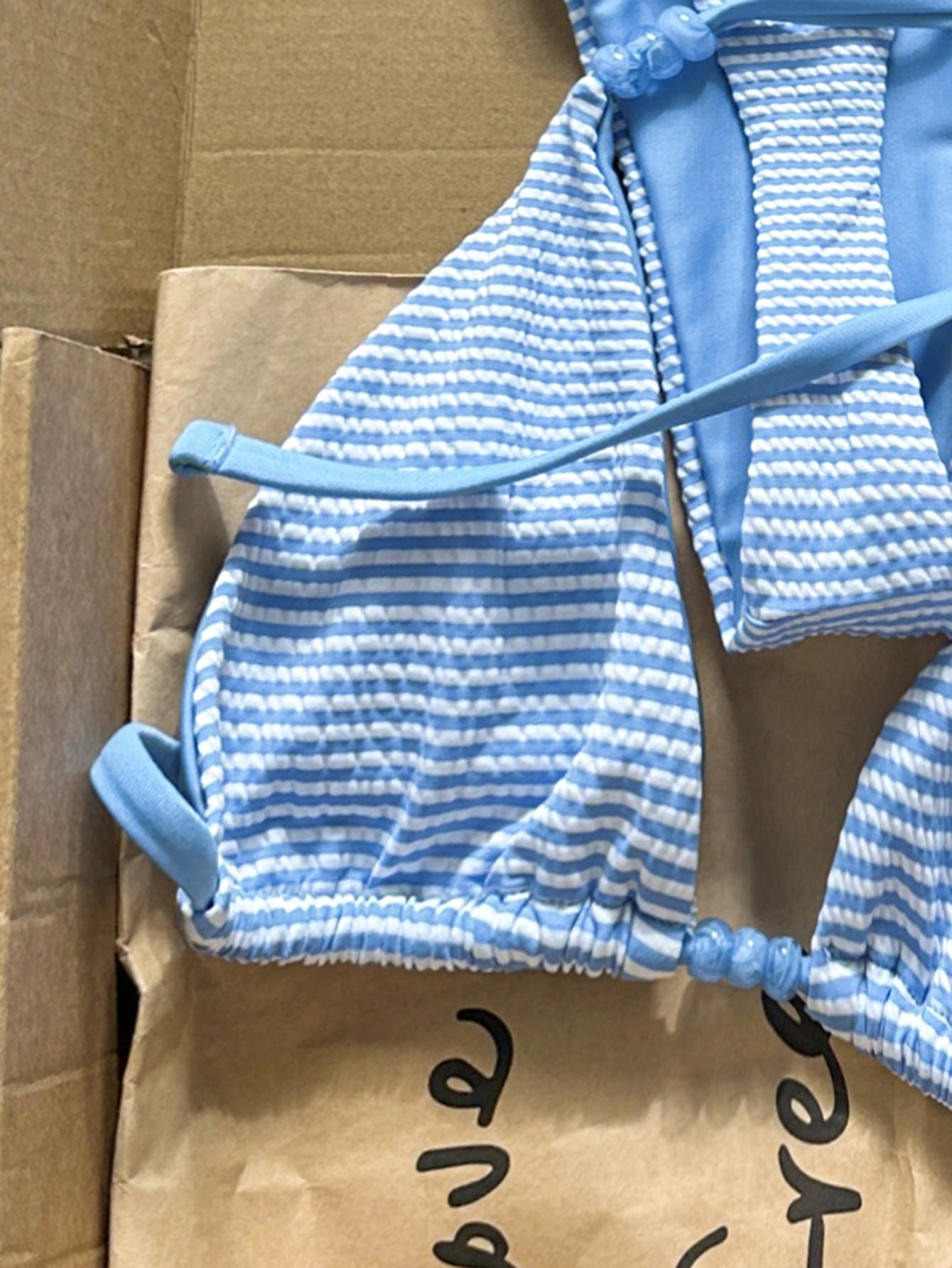 Swim Vcay 2026 Spring/Summer Spaghetti Strap Blue & White Textured