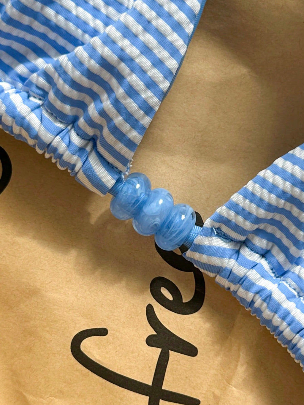 Swim Vcay 2026 Spring/Summer Spaghetti Strap Blue & White Textured