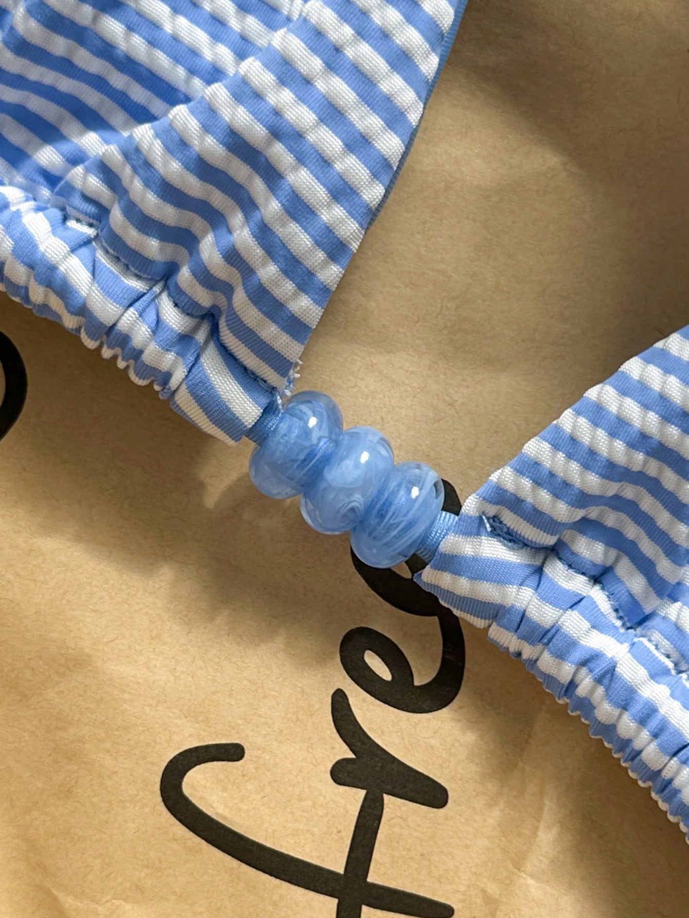 Swim Vcay 2026 Spring/Summer Spaghetti Strap Blue & White Textured