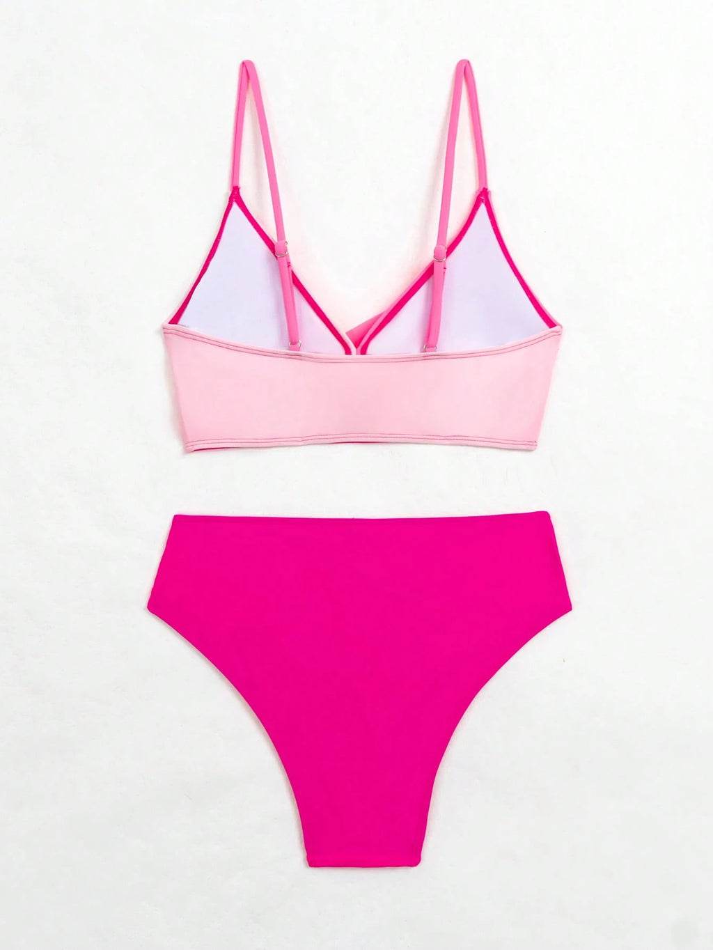 Swim Women Summer Beach Color-Block Spaghetti Strap Bikini Set