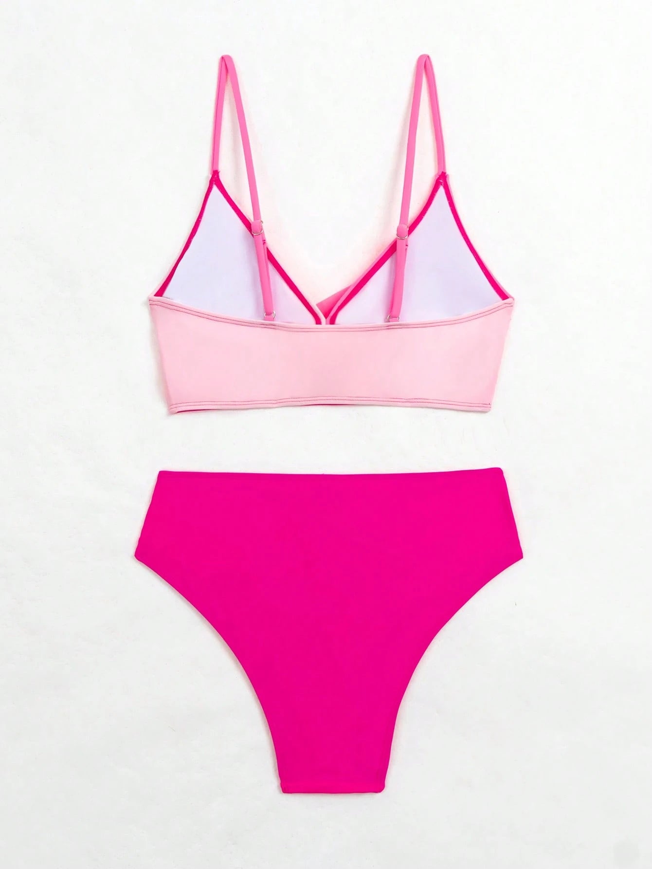 Swim Women Summer Beach Color-Block Spaghetti Strap Bikini Set