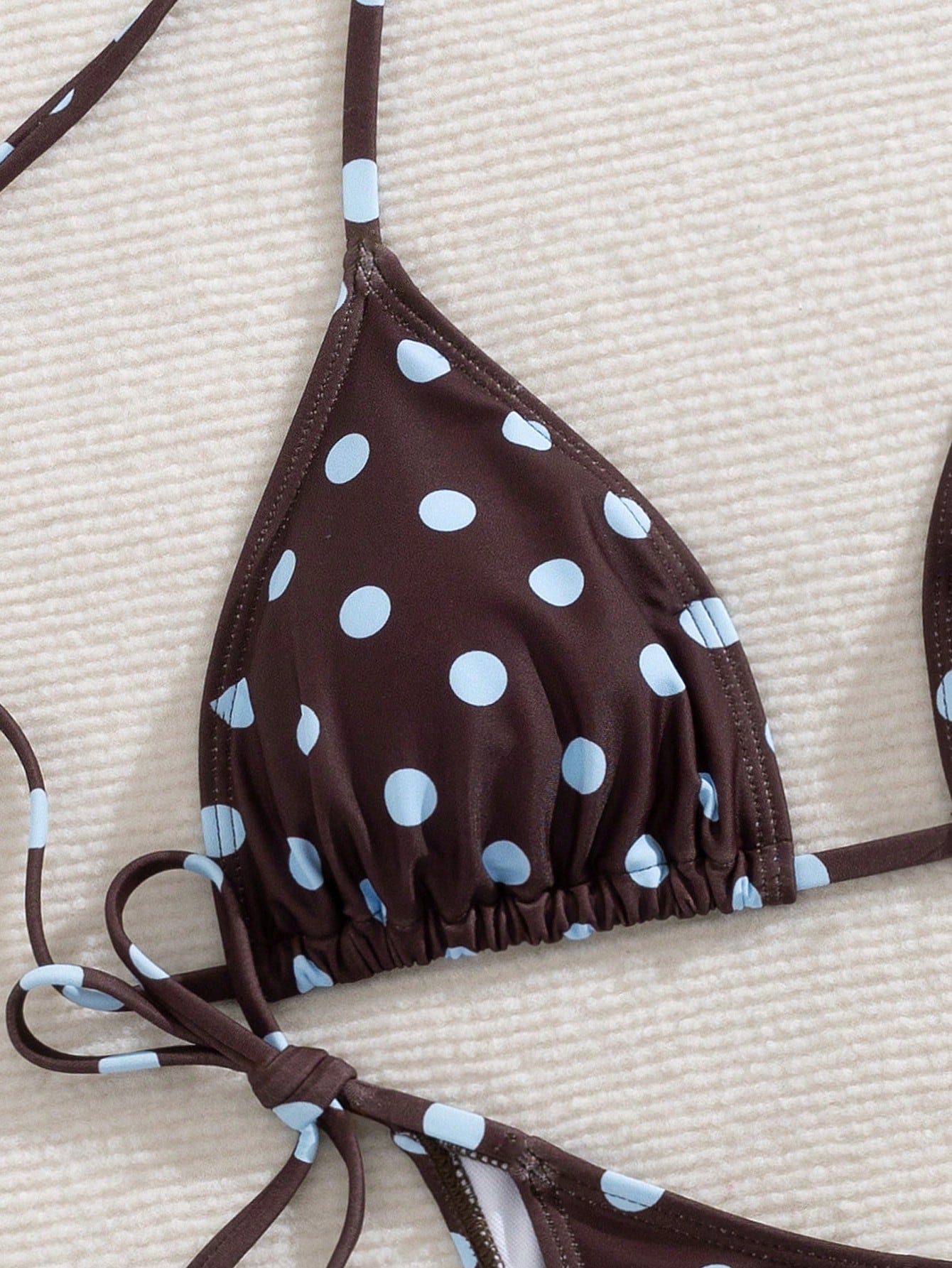 Women's Summer Apparel, Polka Dot Print Sexy Bikini Set, Halter Neck Tie Backless And Side Tie Bottoms, Made - image 4