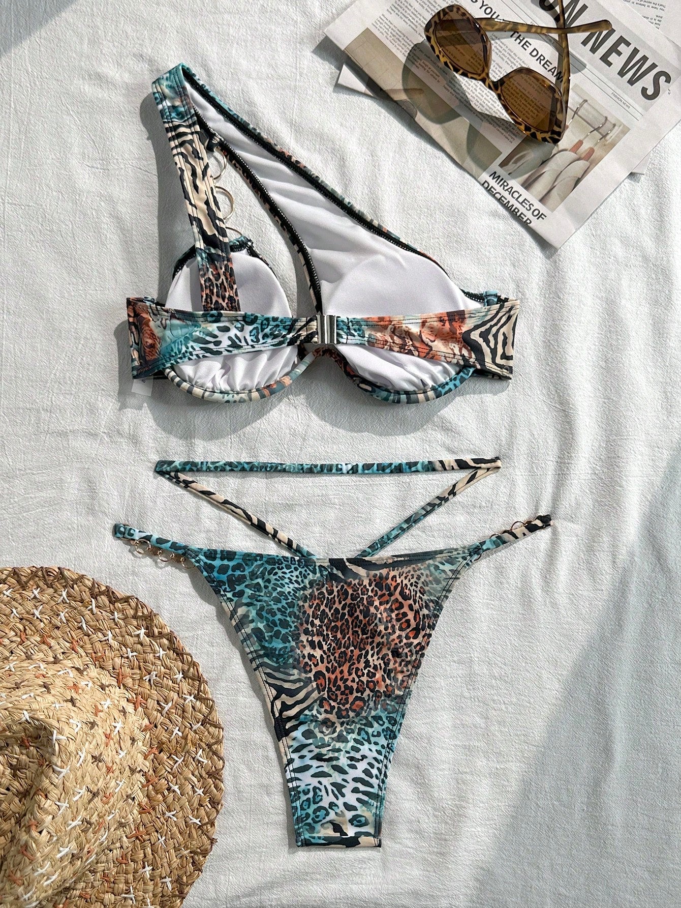 Swim SXY Women's Swimwear Set, Strapless Diamond Chain Decor Sexy