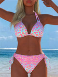 Women's Sexy Halter Leopard Print Bikini Set Casual Beach Swimwear