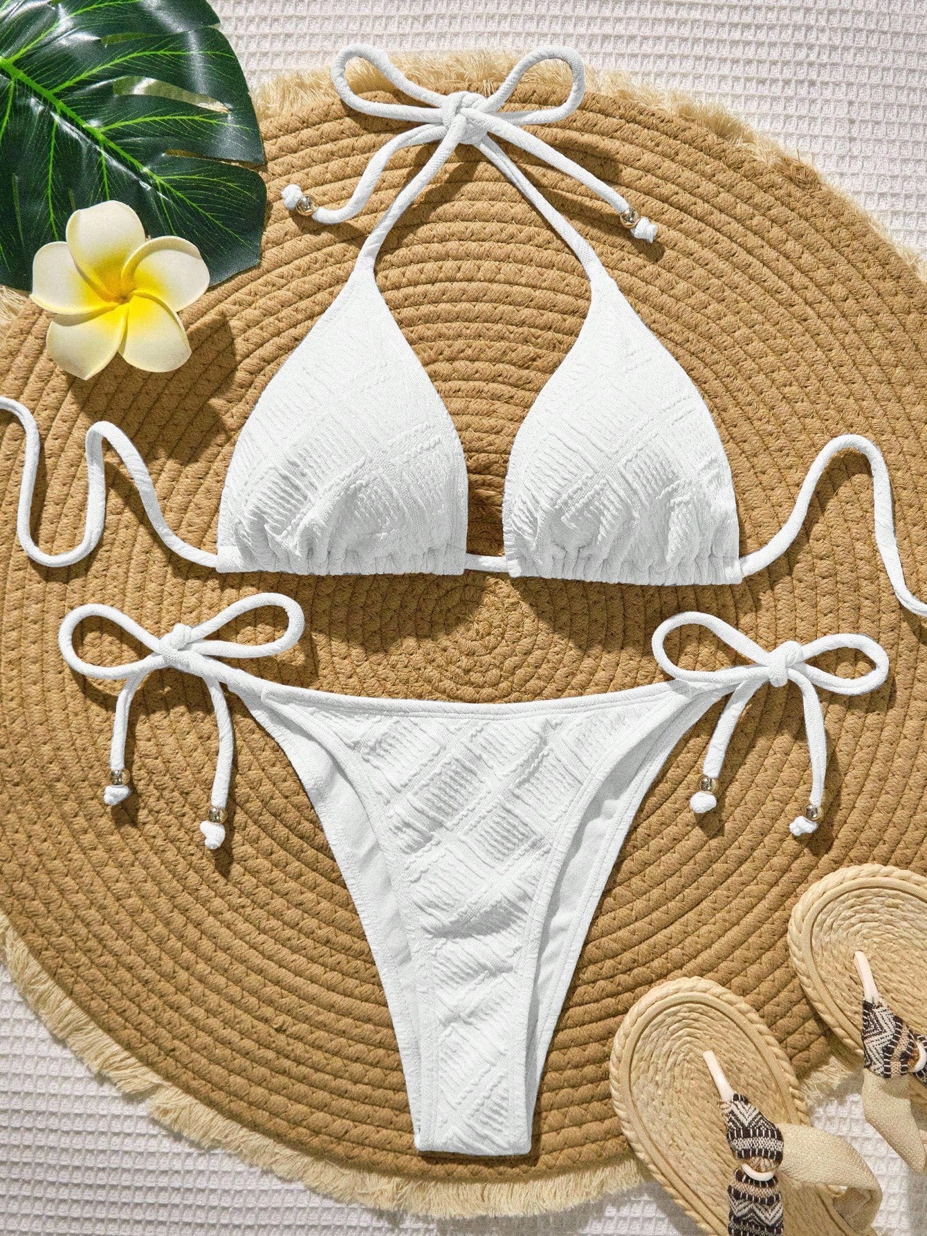 Swim Vcay Mint Green Textured Fabric Bandeau Bikini For Women Plain