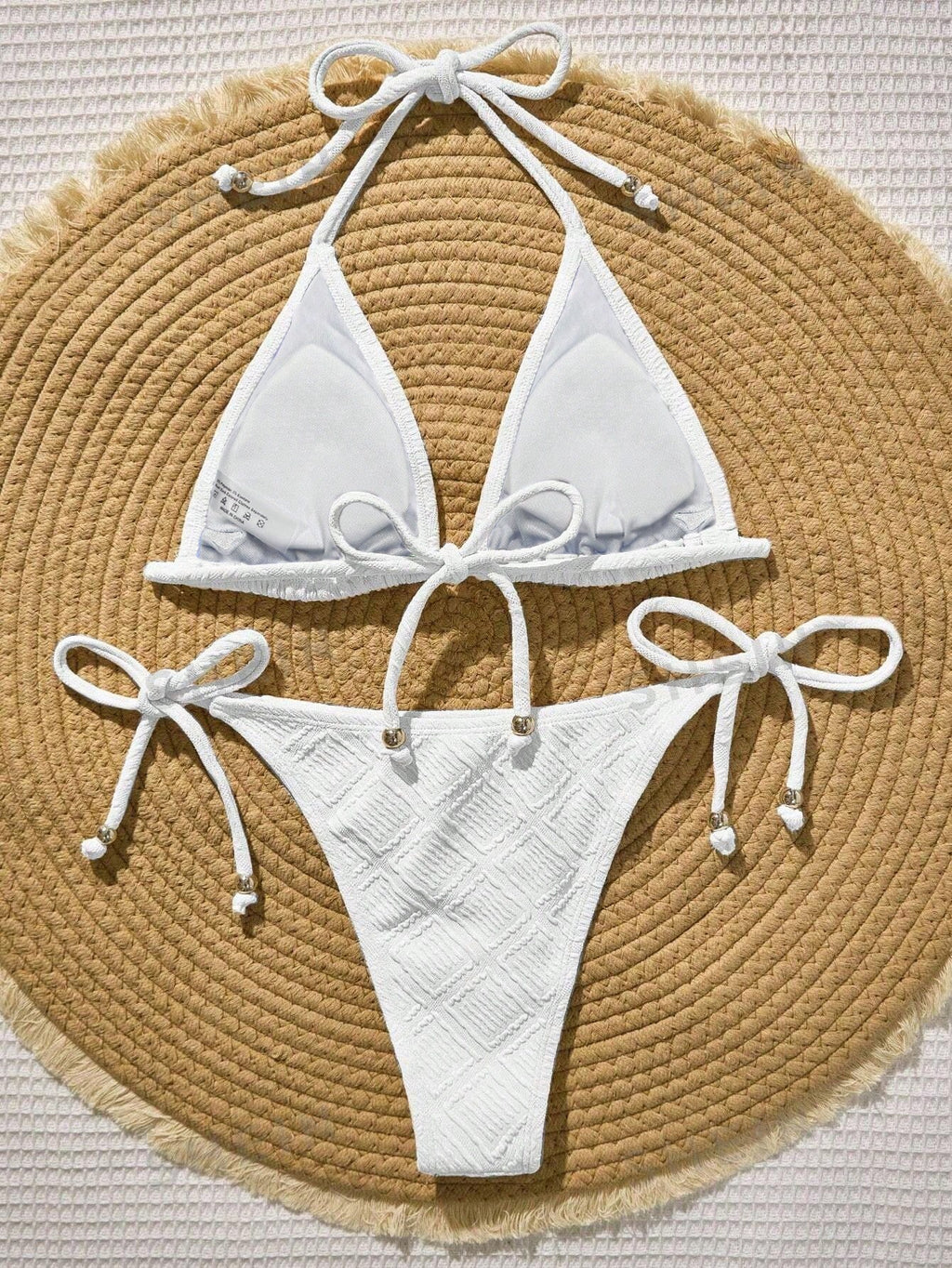 Swim Vcay Mint Green Textured Fabric Bandeau Bikini For Women Plain