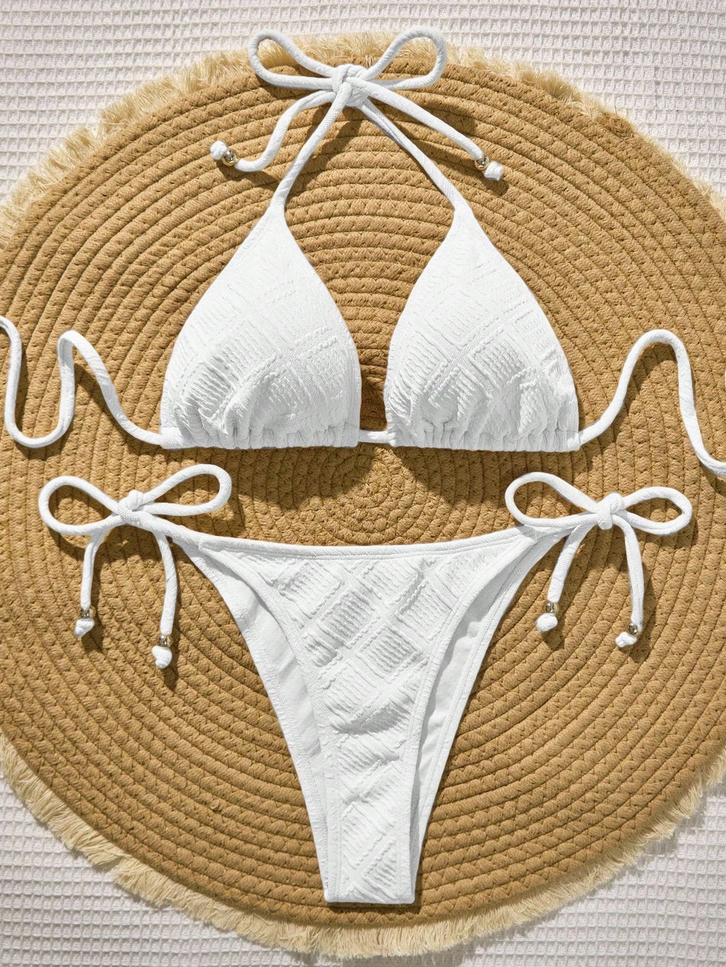 Swim Vcay Mint Green Textured Fabric Bandeau Bikini For Women Plain