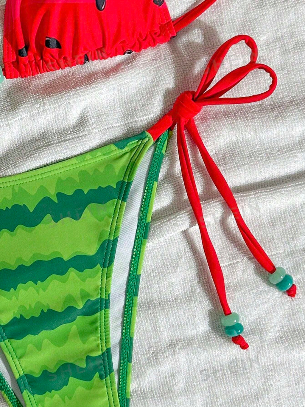 Swim Mod Women's Watermelon Print Halter Neck Tankini Bikini Set Set,