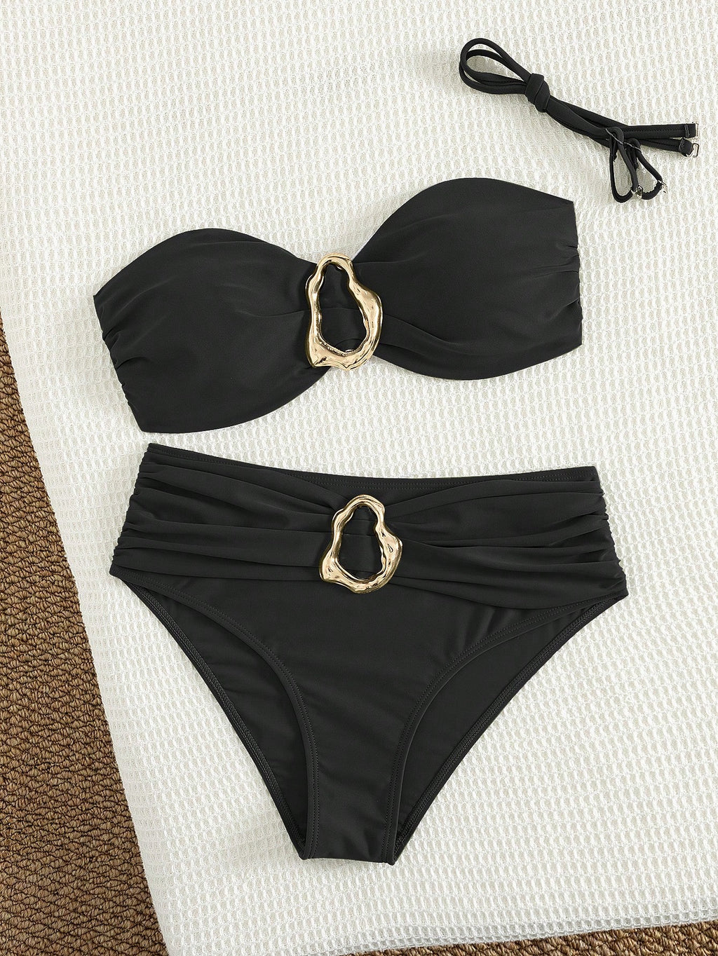 Swim Chiccia Ladies Beach Vacation Casual All Black Detachable Slim