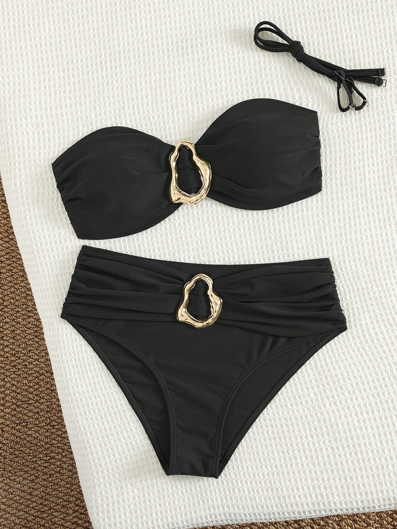 Swim Chiccia Ladies Beach Vacation Casual All Black Detachable Slim