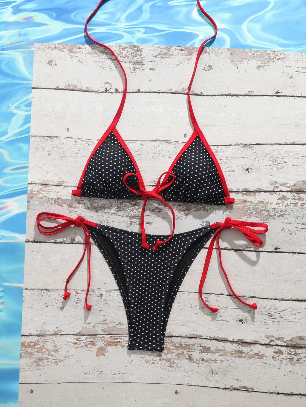 Swim Vcay Women's Leopard Print Halter Neck Bikini Set With Tie Side