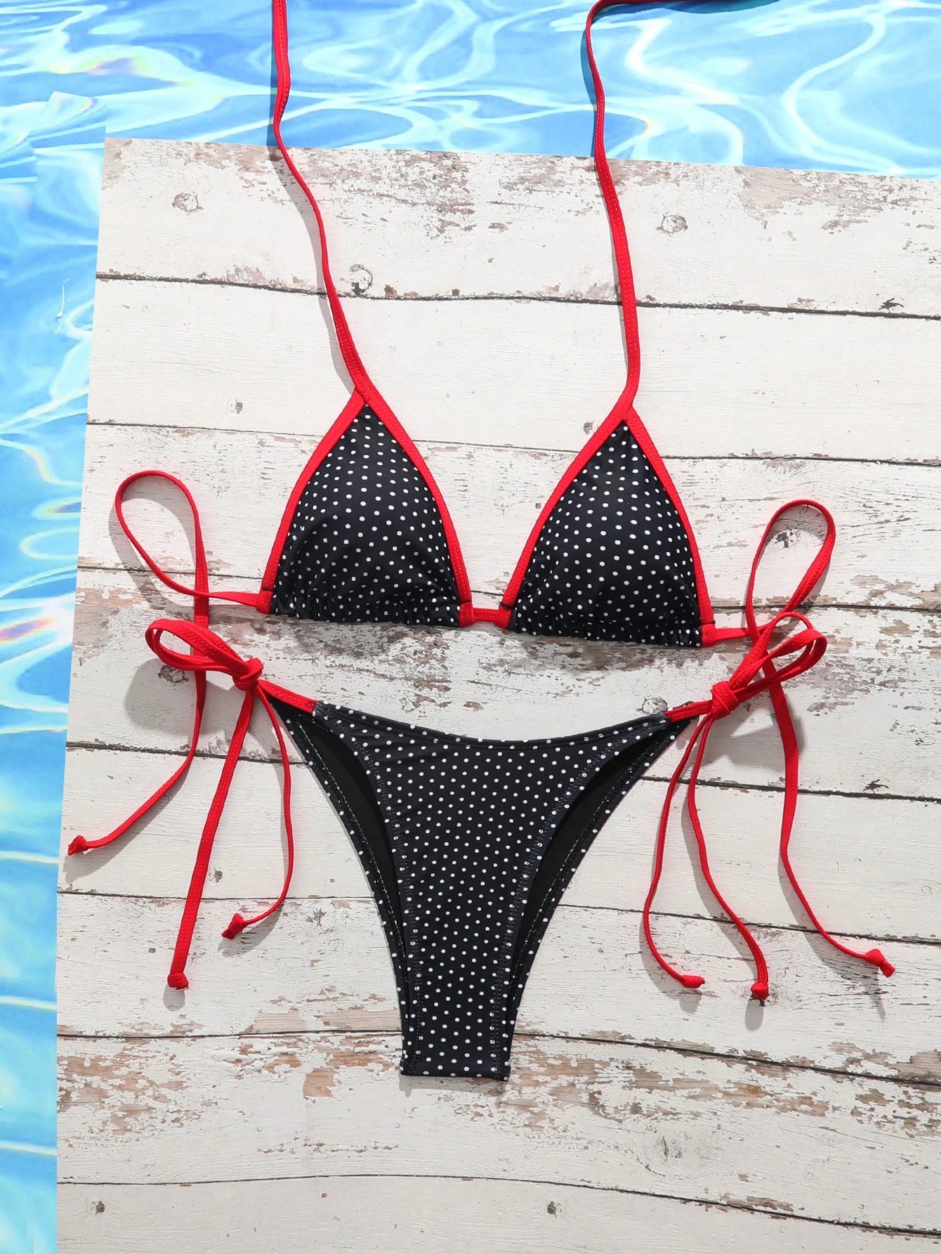 Swim Vcay Women's Leopard Print Halter Neck Bikini Set With Tie Side