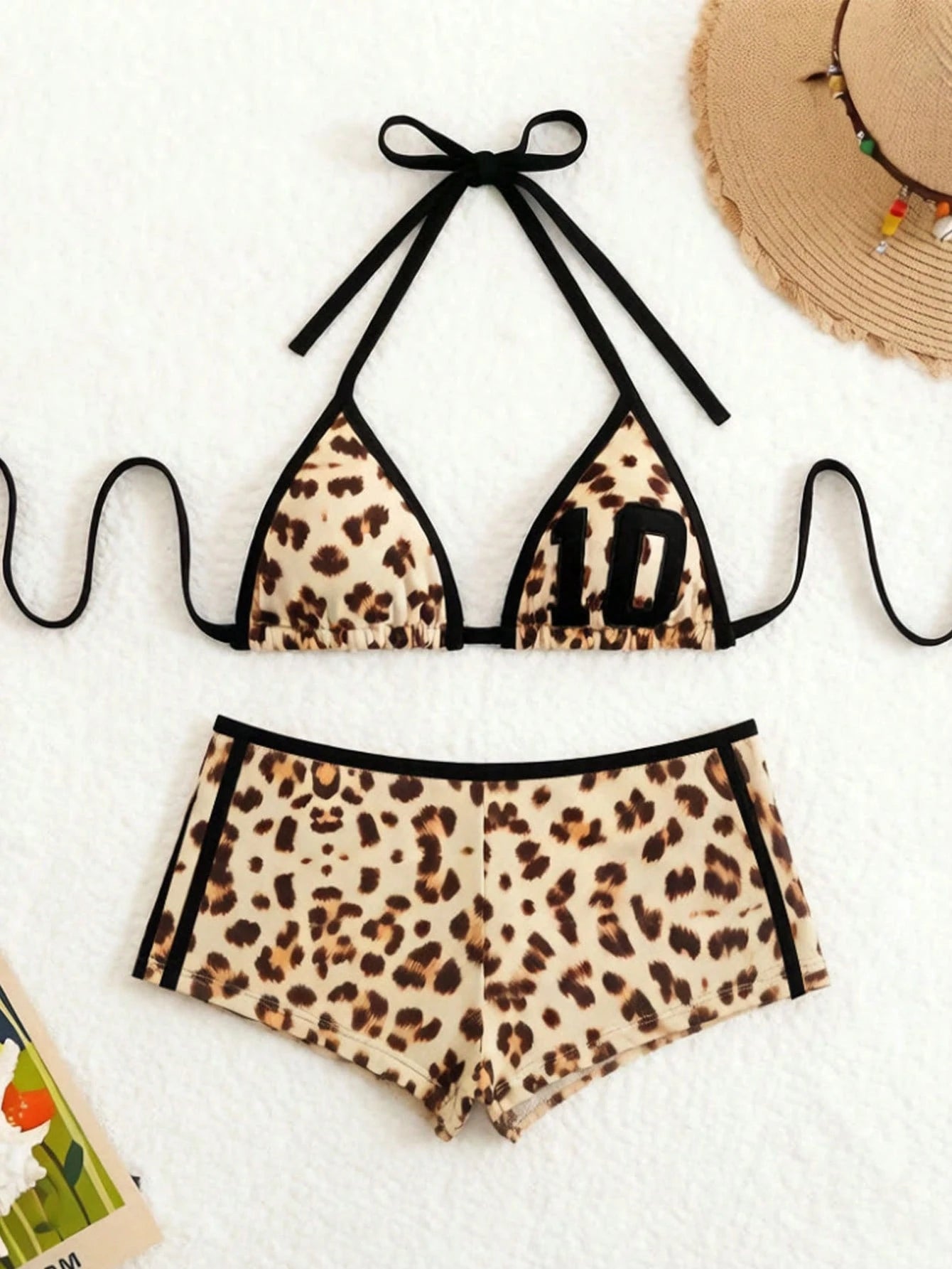 Swim SXY Women Sexy Two Pieces Bikini, Leopard Print Boxers Design