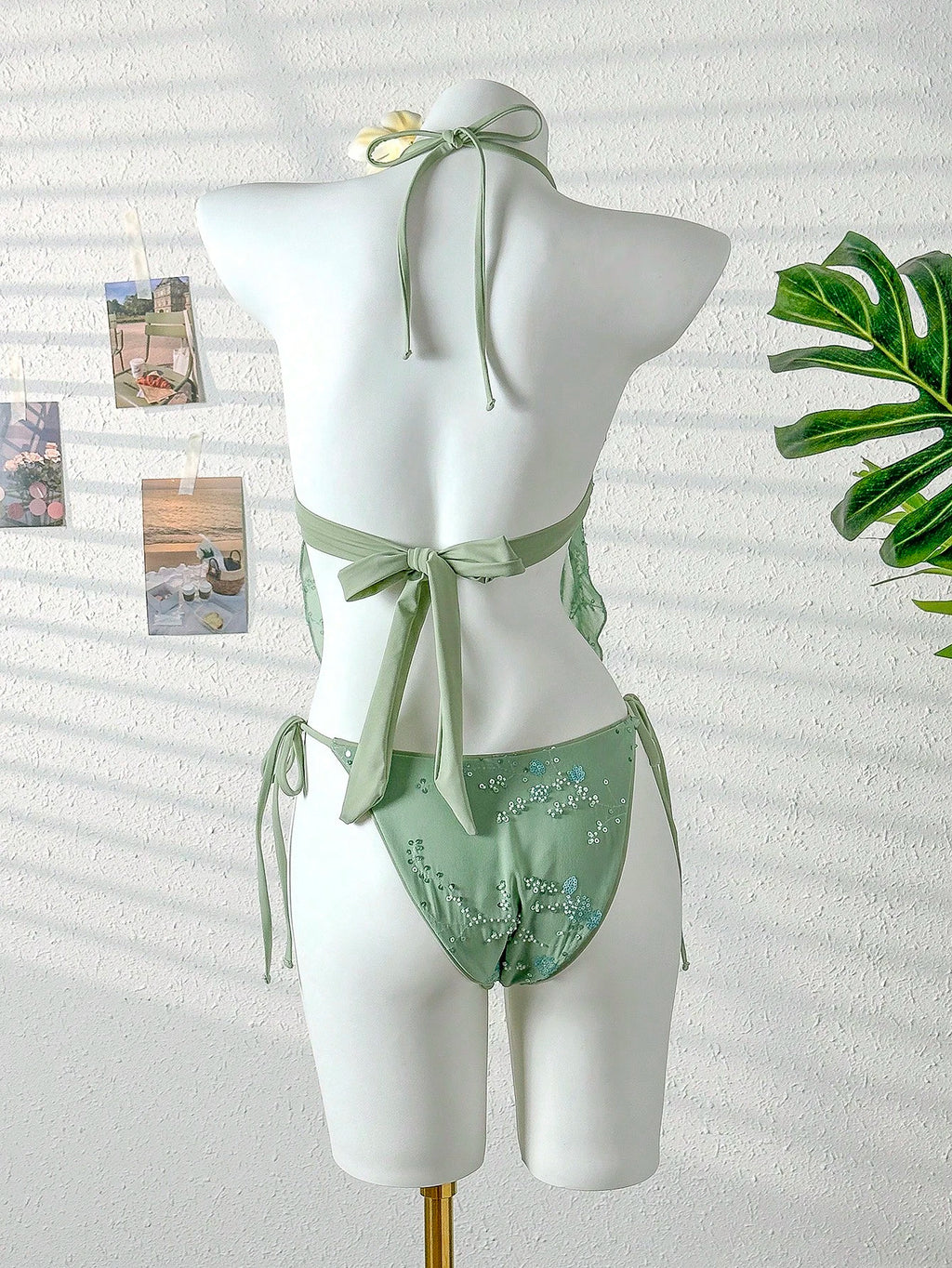 Swim SXY Women's 2 Pieces Metal Accent Bikini Set, Sexy Summer Beach