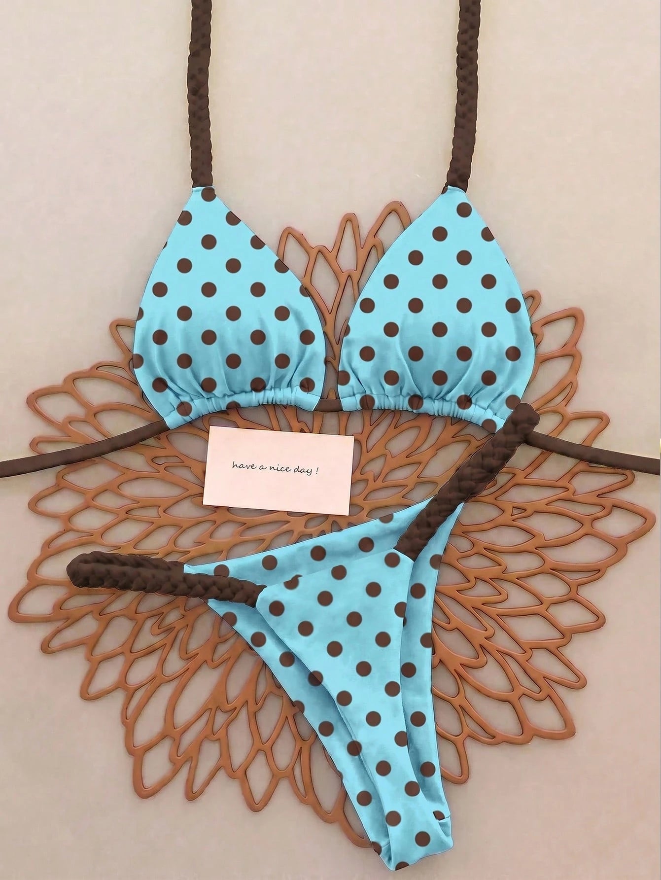 2026 Spring/Summer Black Woven Strap Women's Bikini Set, Sexy