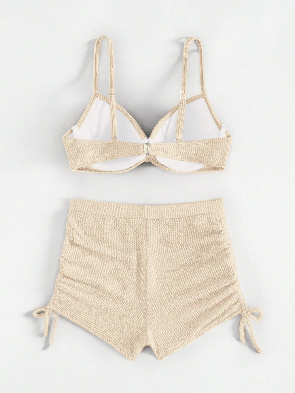 Swim SXY Women's Solid Color Front Knot Fashionable Bikini Set, Summer Beach Vacation White Casual - image 7