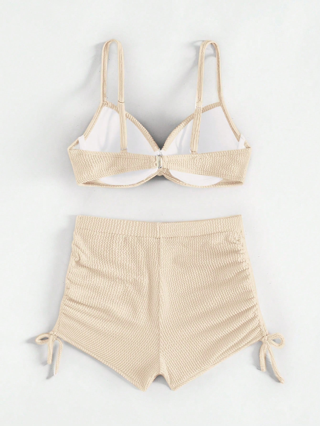 Swim SXY Women's Solid Color Front Knot Fashionable Bikini Set, Summer Beach Vacation White Casual - image 7