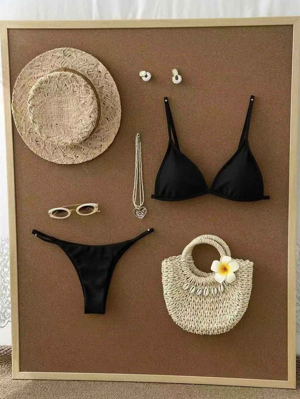Swim Basics Summer Beach Minimalist Bikini Set Triangle Bra & Thong