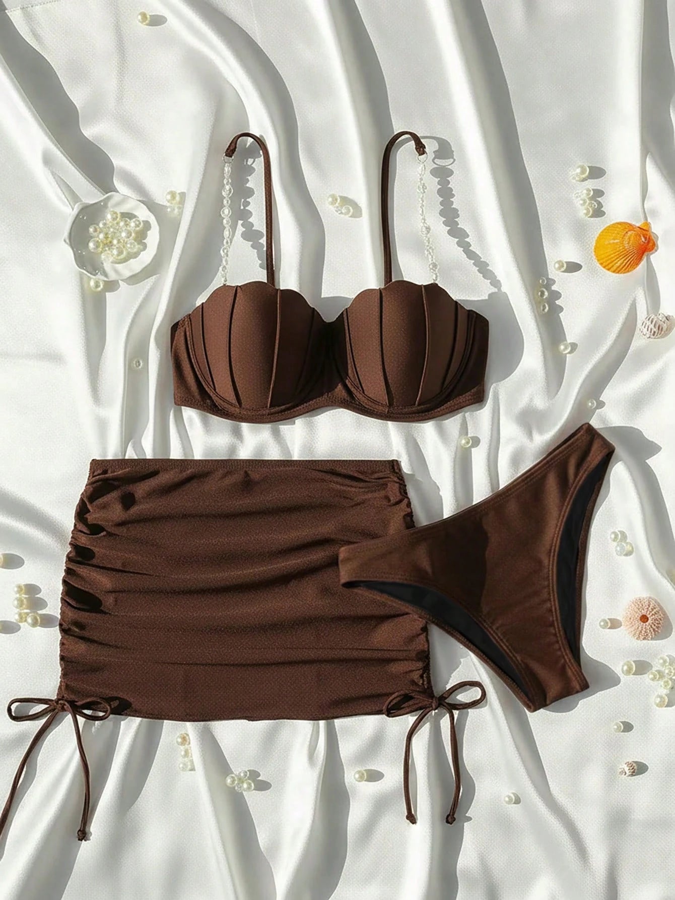 Swim Mod Summer Beach Women's Solid Color Bikini Set