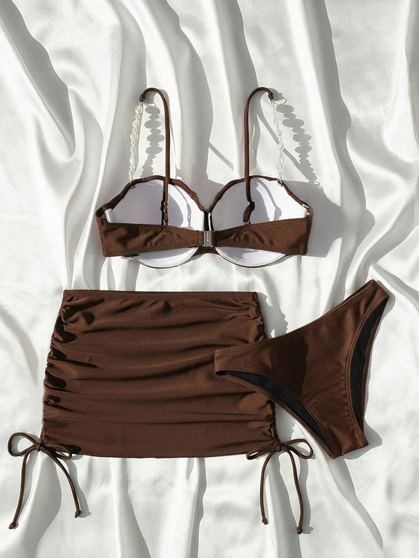 Swim Mod Summer Beach Women's Solid Color Bikini Set