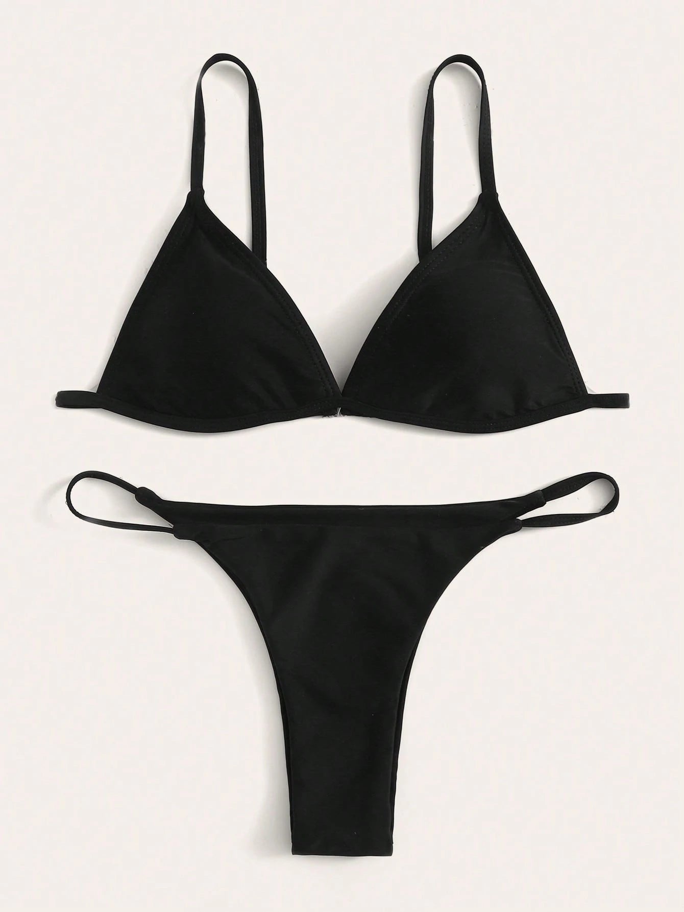 Swim Basics Summer Beach Minimalist Bikini Set Triangle Bra & Thong