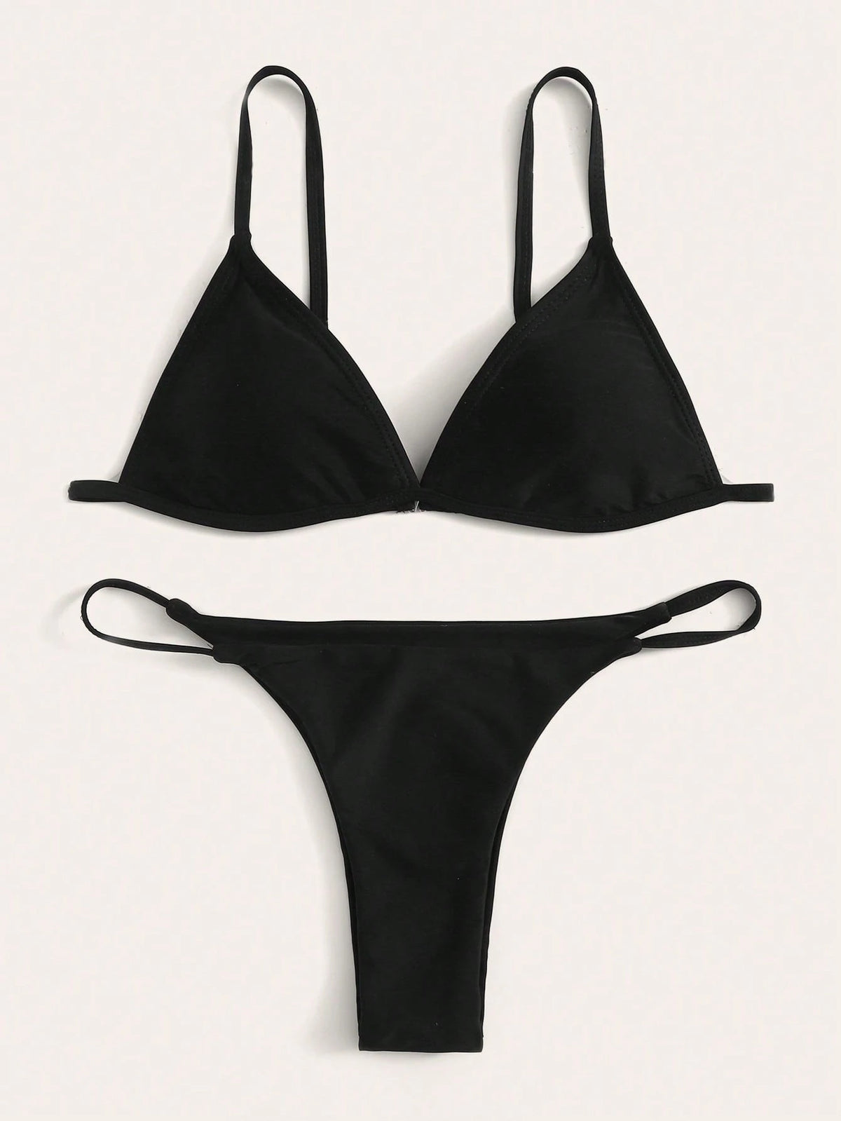 Swim Basics Summer Beach Minimalist Bikini Set Triangle Bra & Thong Bottom 2 Piece Bathing Suit - image 11