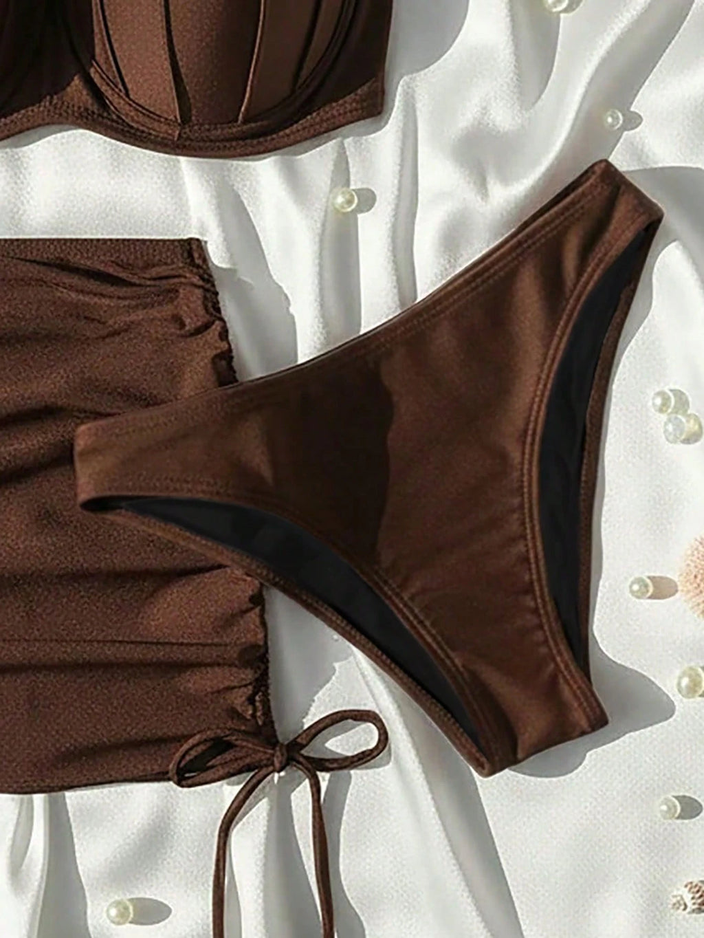 Swim Mod Summer Beach Women's Solid Color Bikini Set