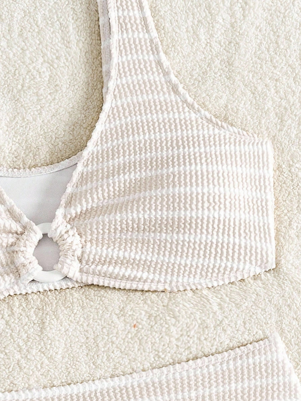 Swim Vcay Women's Striped Circular Ring Connected Sexy Bikini Set For