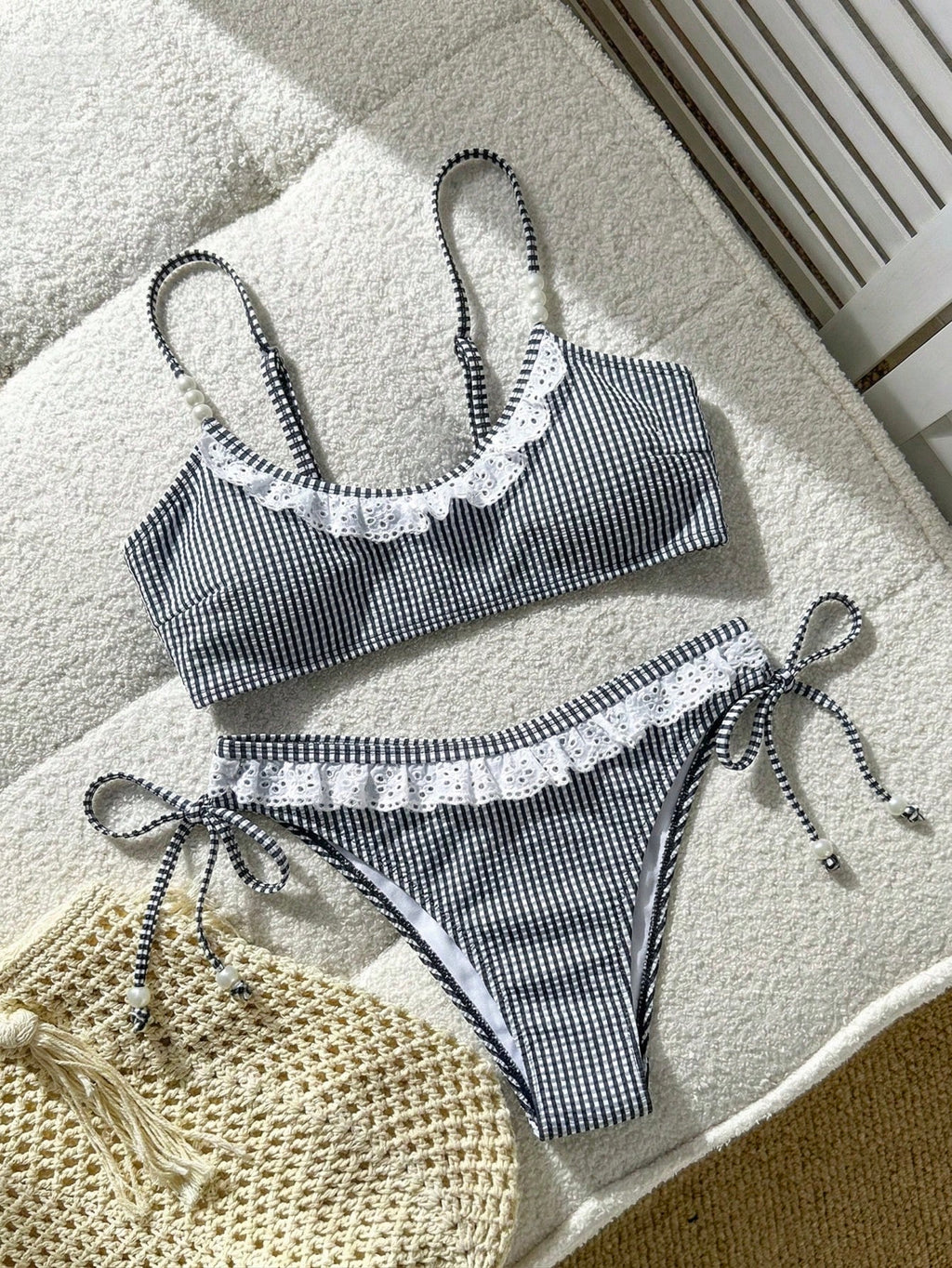 Swim Mod Girls Striped Tank Top Swimsuit Top And V-Shaped Bikini Bottom 2 Pieces Set - image 6