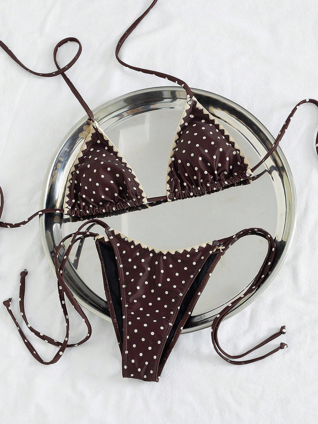 Lady's Solid Color Bartack Halter & Tie-Side 2Pcs Swimwear: Sexy, High End, Simple, Gal, Casual – Beach - image 10
