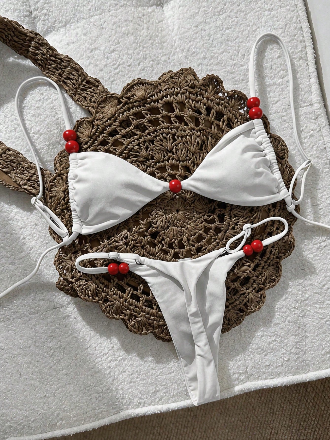 Swim Vcay Women's Fabric Multicolor All Over Print Thong Bikini Set