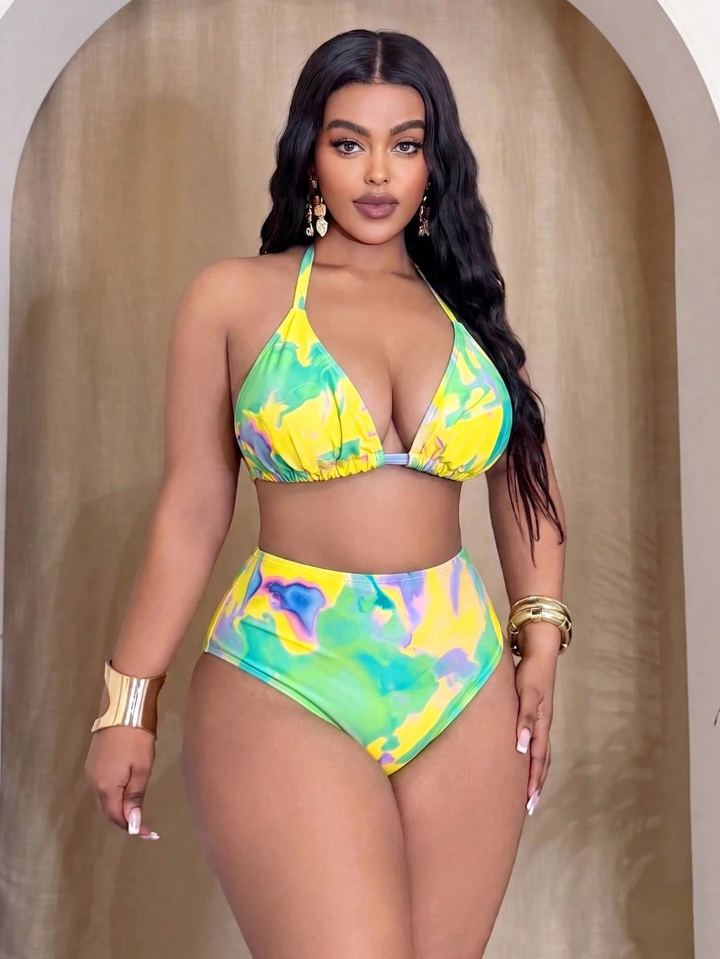 Swim SXY Plus Size Women's Baby Blue Ombre Halter Bikini Set Set With Loose Cover-Up Dress Vacation Summer - image 15