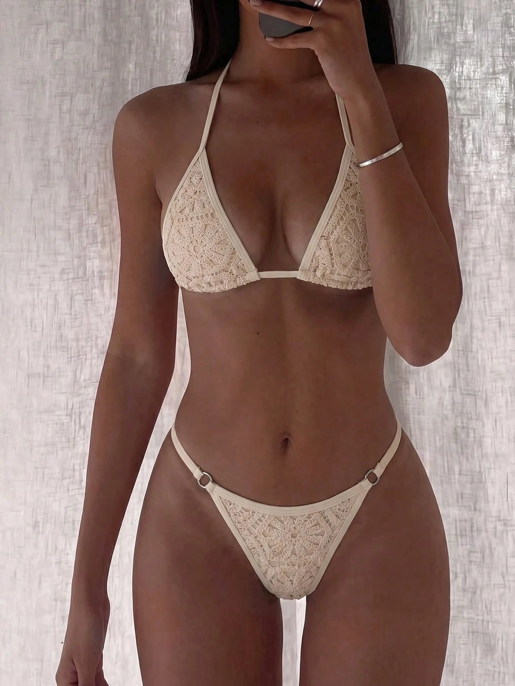 Swim SXY Summer Beach Halter Micro Triangle Thong Bikini Set