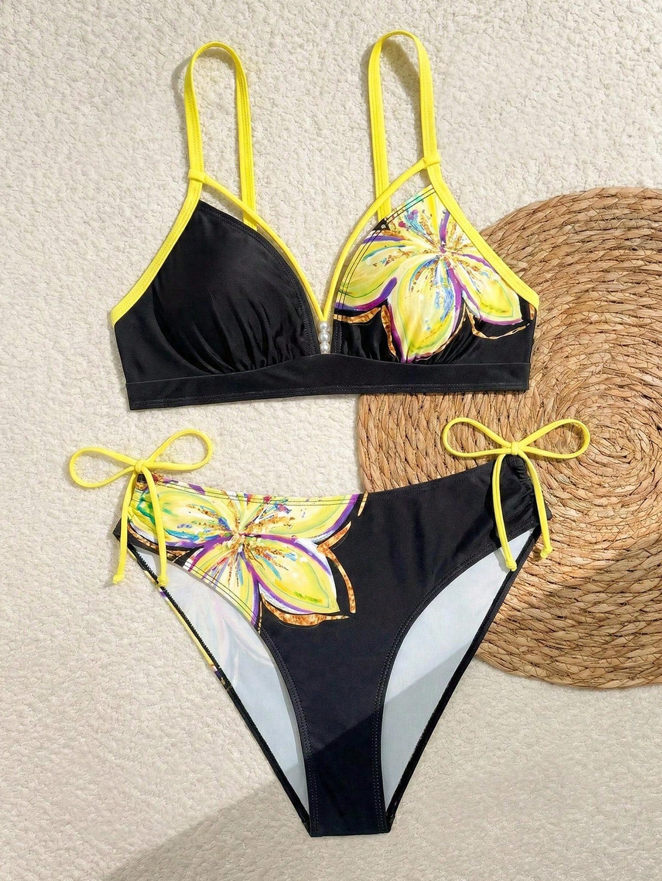 Swim Lushoire New Summer Women's Spaghetti Strap Backless Deep V-Neck