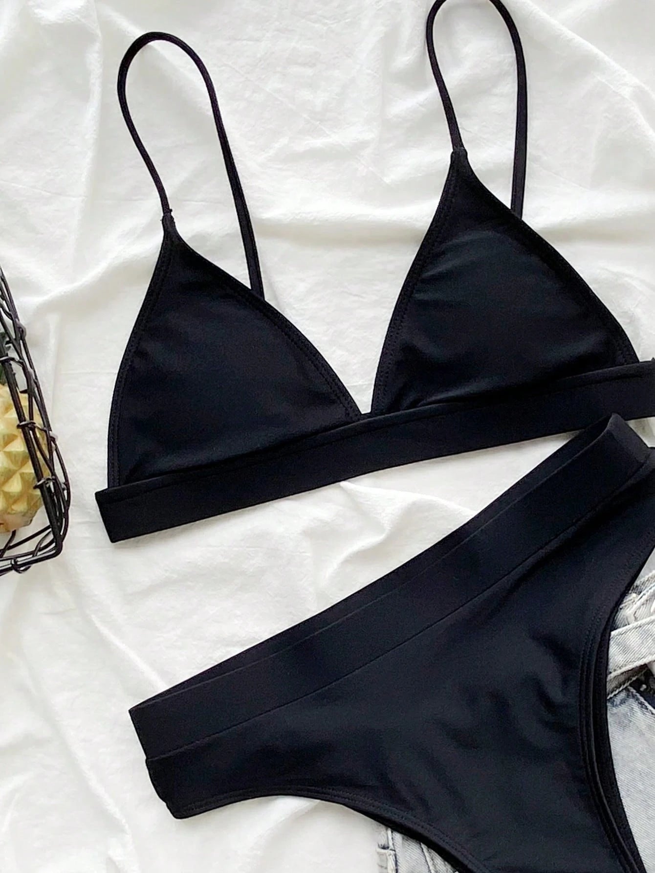 Swim Basics Summer Beach Solid High Waisted Bikini - image 4