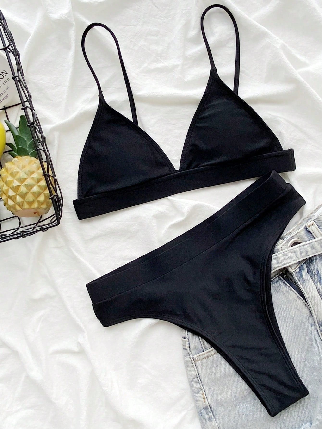 Swim Basics Summer Beach Solid High Waisted Bikini - image 5